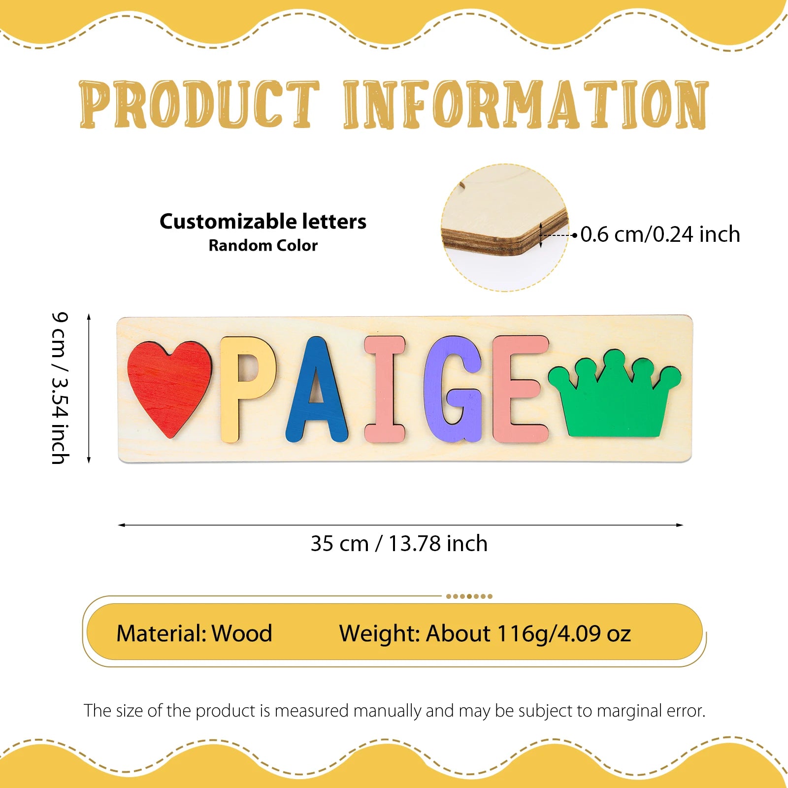 Personalized Wooden Custom Animal Name Puzzle
