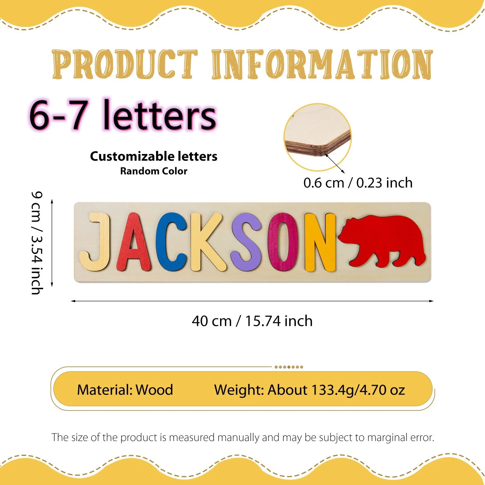 Personalized Wooden Custom Animal Name Puzzle